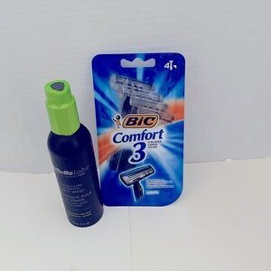 1 Bic Comfort 3 razors 4 in pack & 1 Gillette labs face wash.